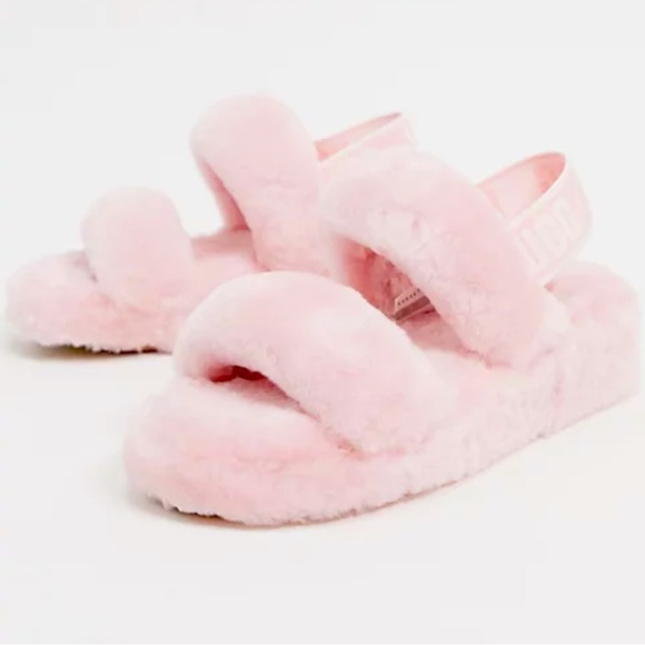 UGG Shoes - UGG OH YEAH PINK CLOUD DOUBLE STRAP LOGO SLIPPERS